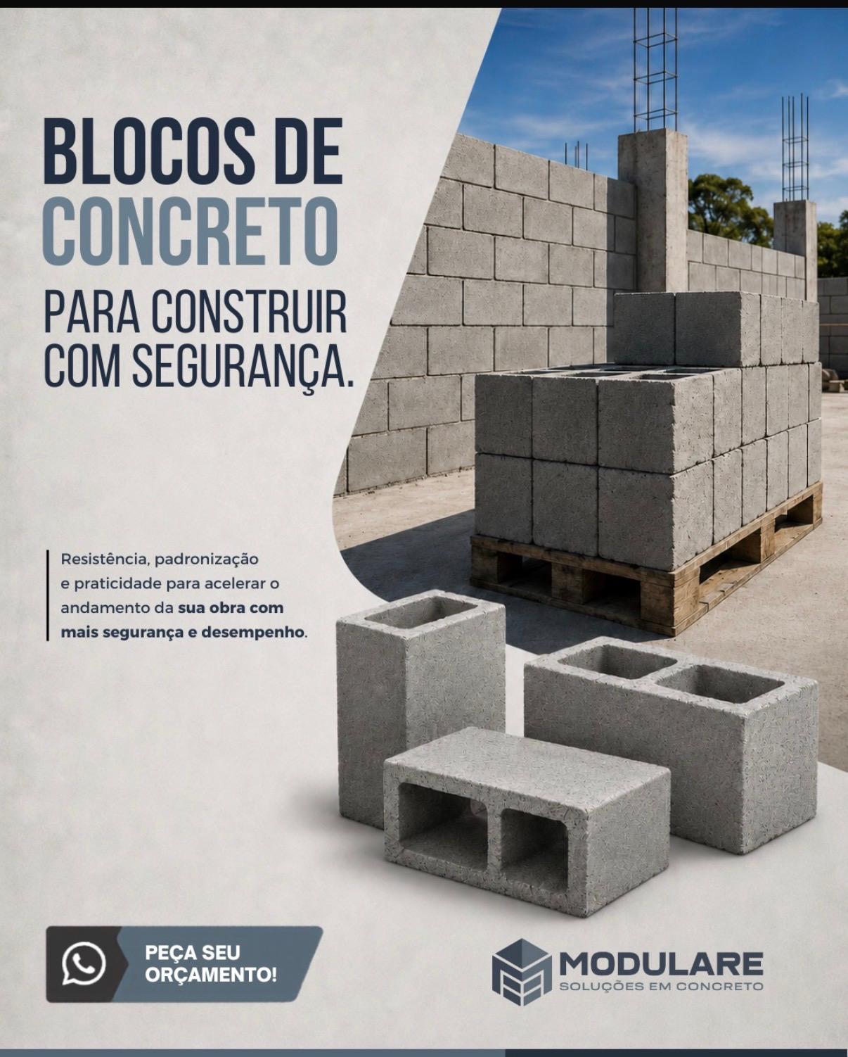 Blocos de concreto estruturais e de vedação Modulare em Rondonópolis-MT