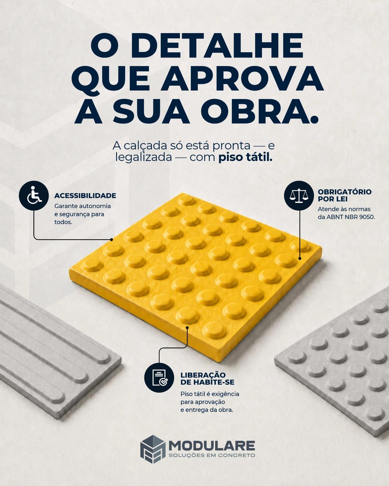 Piso tátil de concreto Modulare — ABNT NBR 9050 — Rondonópolis-MT